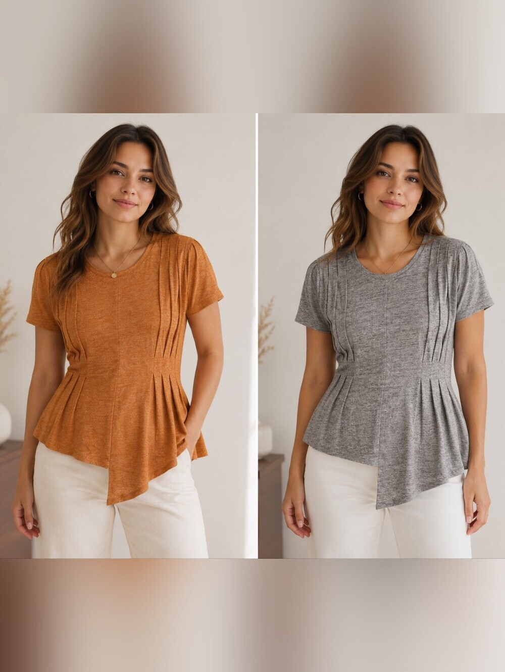 Set of 2 Kinly Tops Rusty Orange and Gray